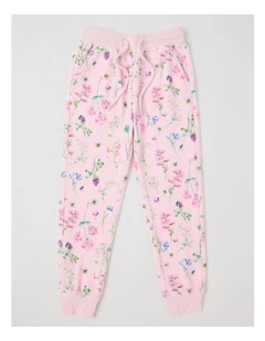 Velour Trackpant in Pink Floral