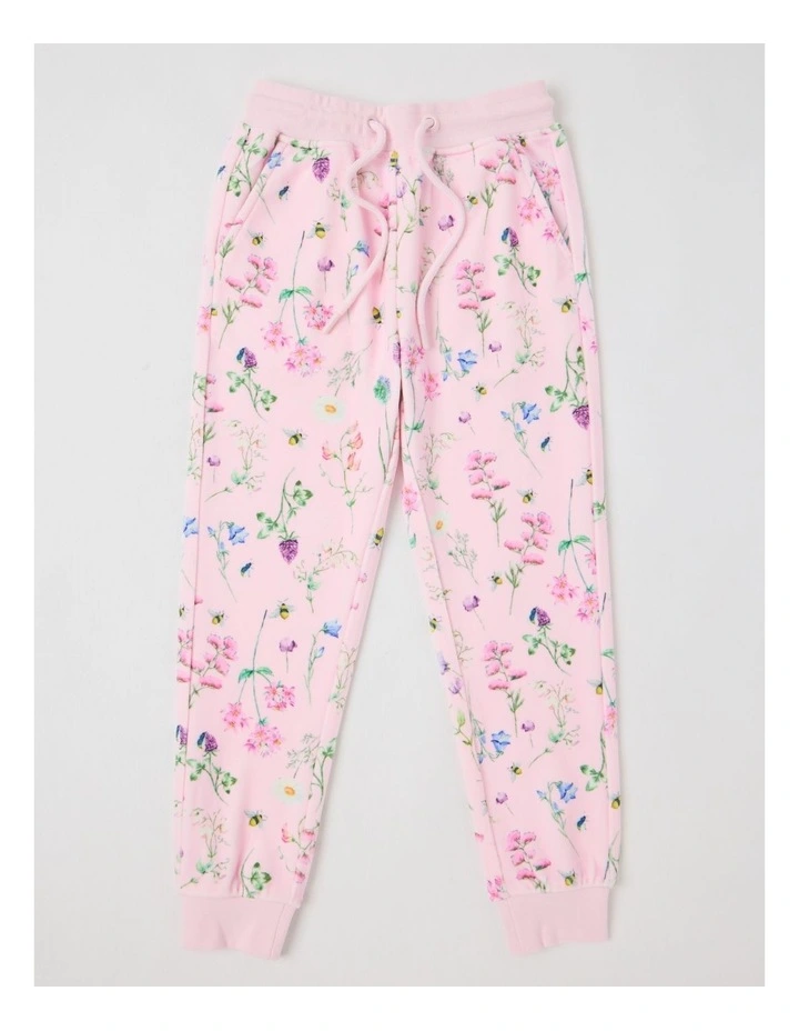 Velour Trackpant in Pink Floral image 1