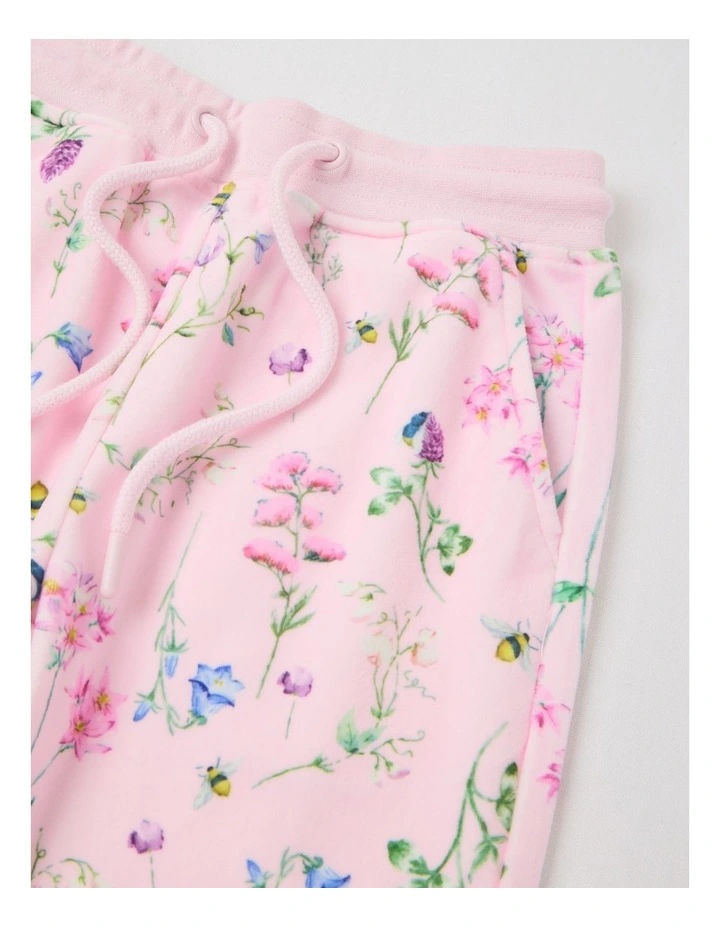 Velour Trackpant in Pink Floral image 2