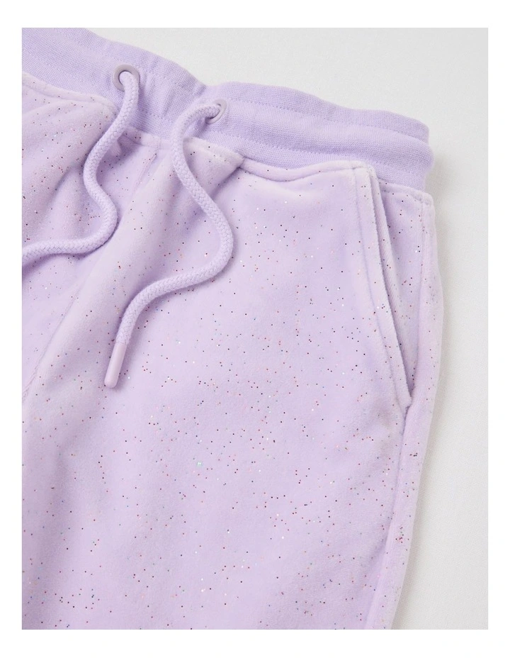 Velour Trackpant in Purple Glitter image 2