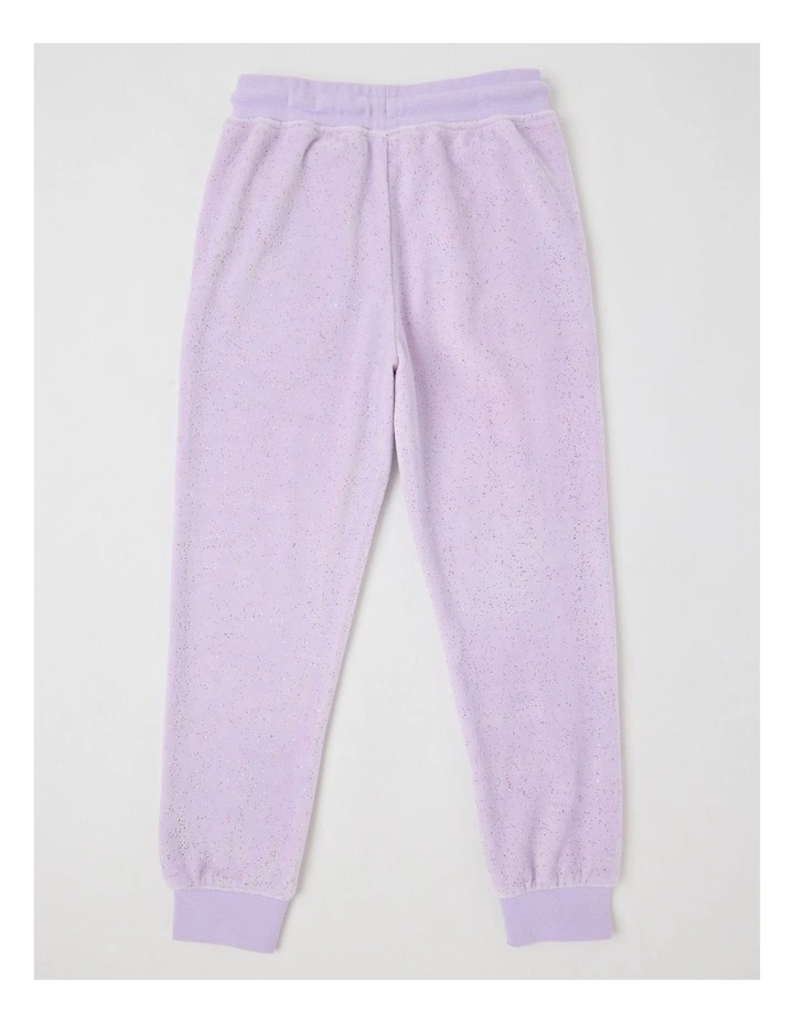 Velour Trackpant in Purple Glitter image 3