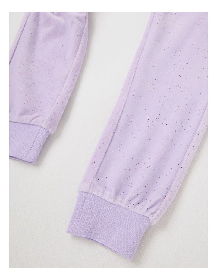 Velour Trackpant in Purple Glitter image 4