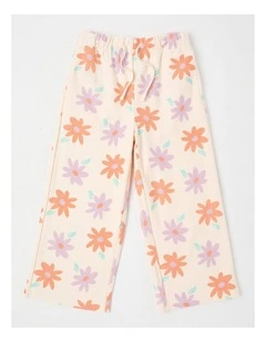 Wide Leg Trackpant in Flowers Cream