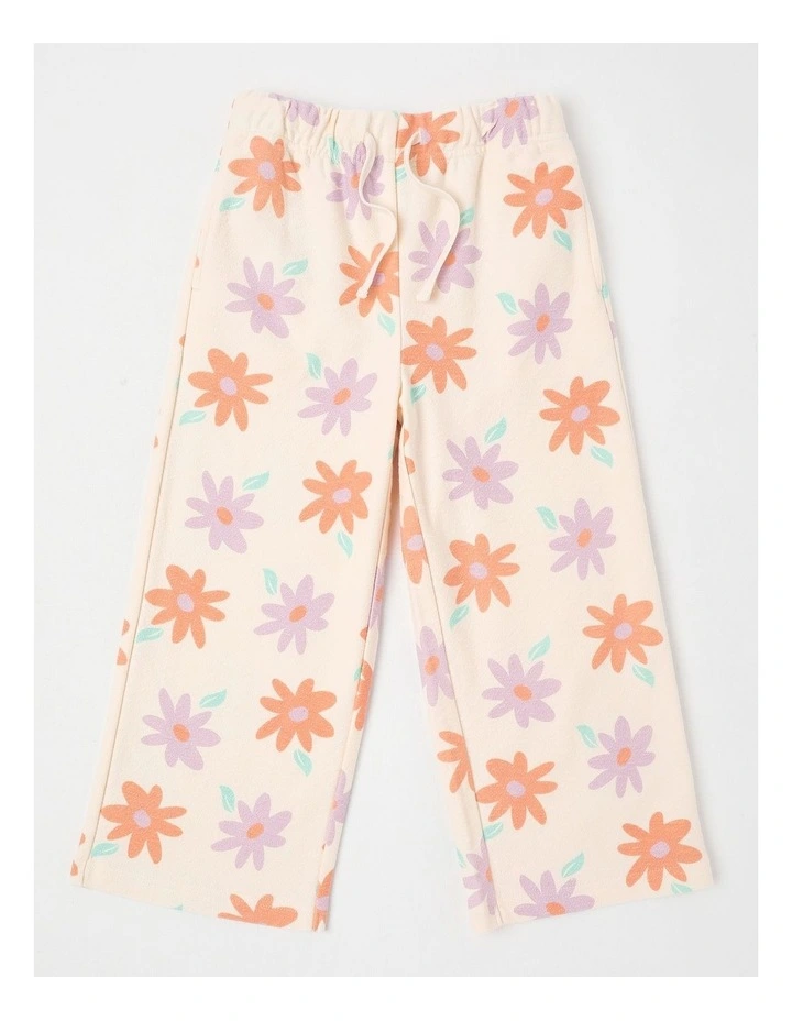 Wide Leg Trackpant in Flowers Cream image 1