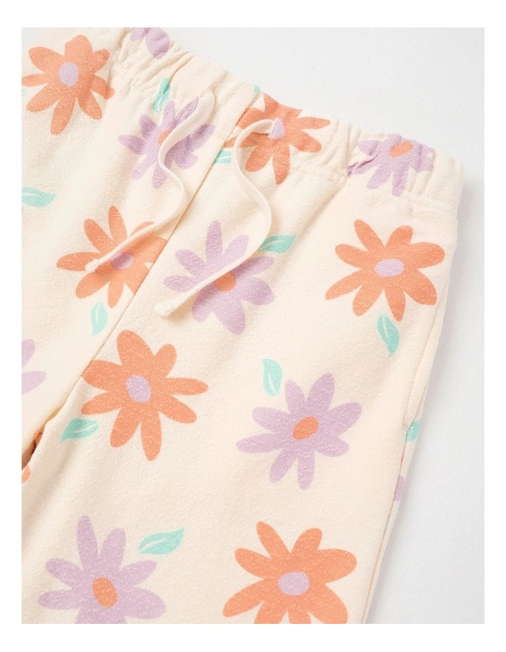 Wide Leg Trackpant in Flowers Cream image 2