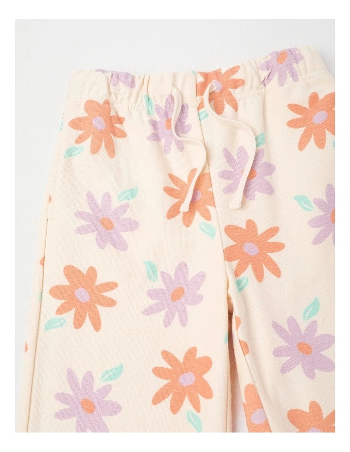 Wide Leg Trackpant in Flowers Cream image 4