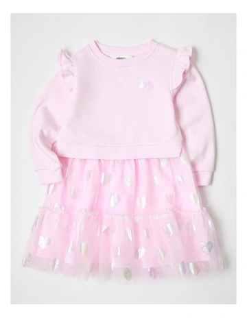 Quilted Sweater Tulle Dress in Light Pink