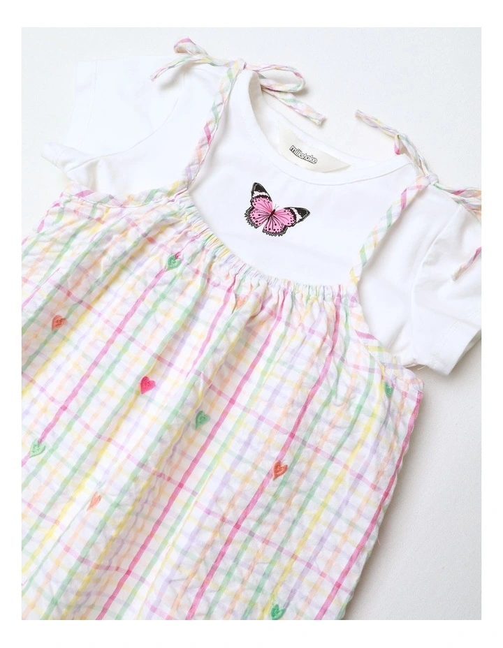 Seersucker Strappy Dress and Tee Set in Rainbow image 2