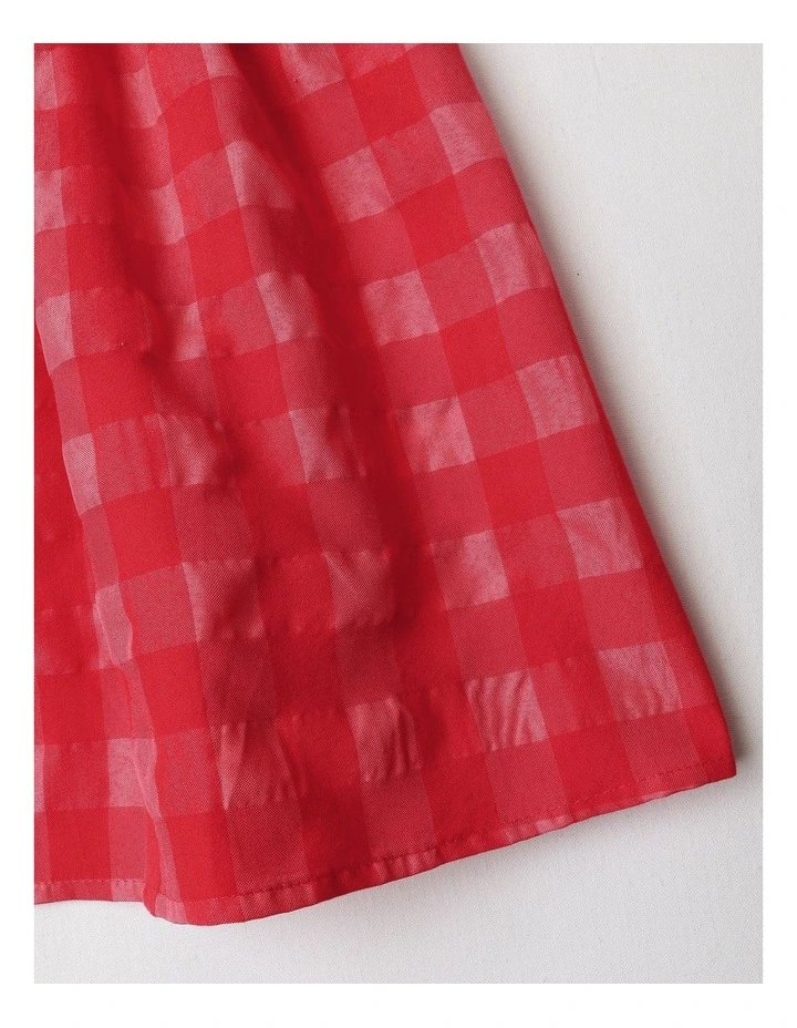 Rib Tank with Gingham Skirt Dress in Red image 4