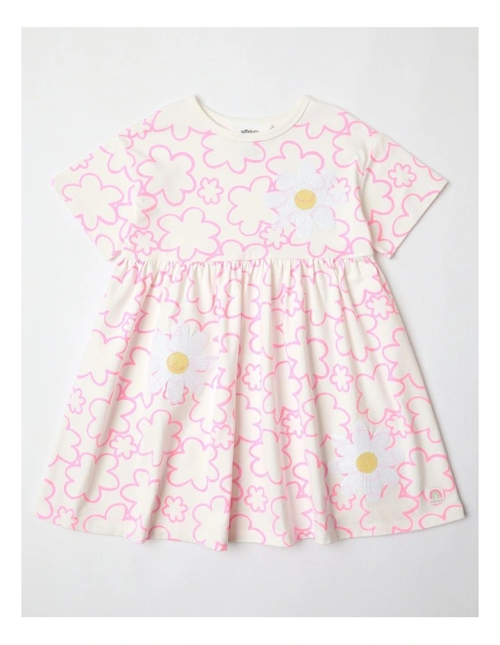 Smock Dress with Applique in Pink image 1