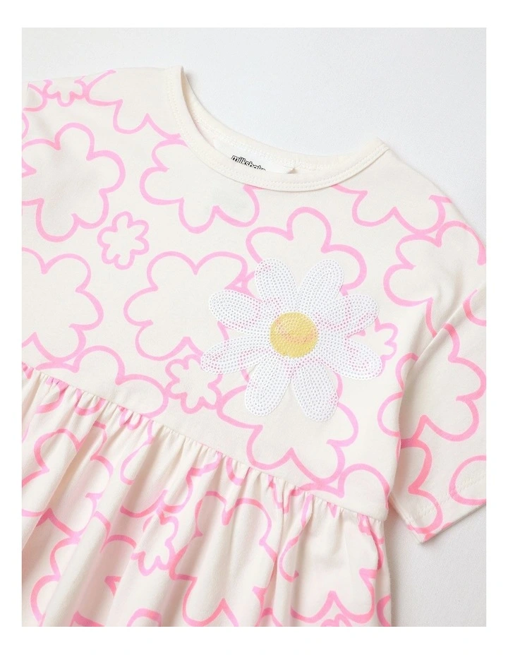 Smock Dress with Applique in Pink image 2