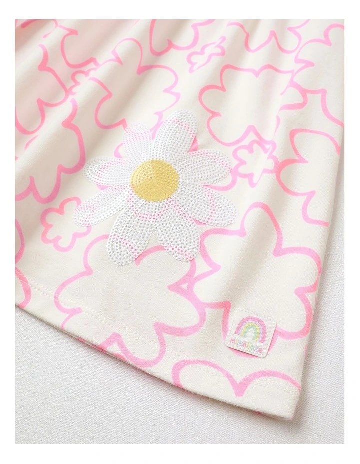 Smock Dress with Applique in Pink image 4