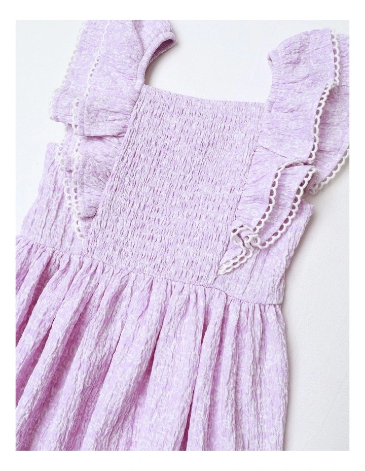 Flutter Sleeve Dress in Floral Lilac image 2