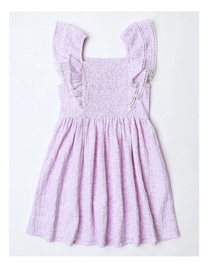 Flutter Sleeve Dress in Floral Lilac image 3