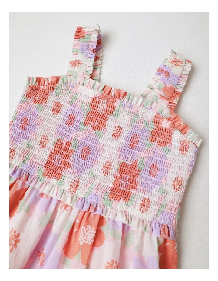 Smocked Tiered Dress in Multicolour image 2