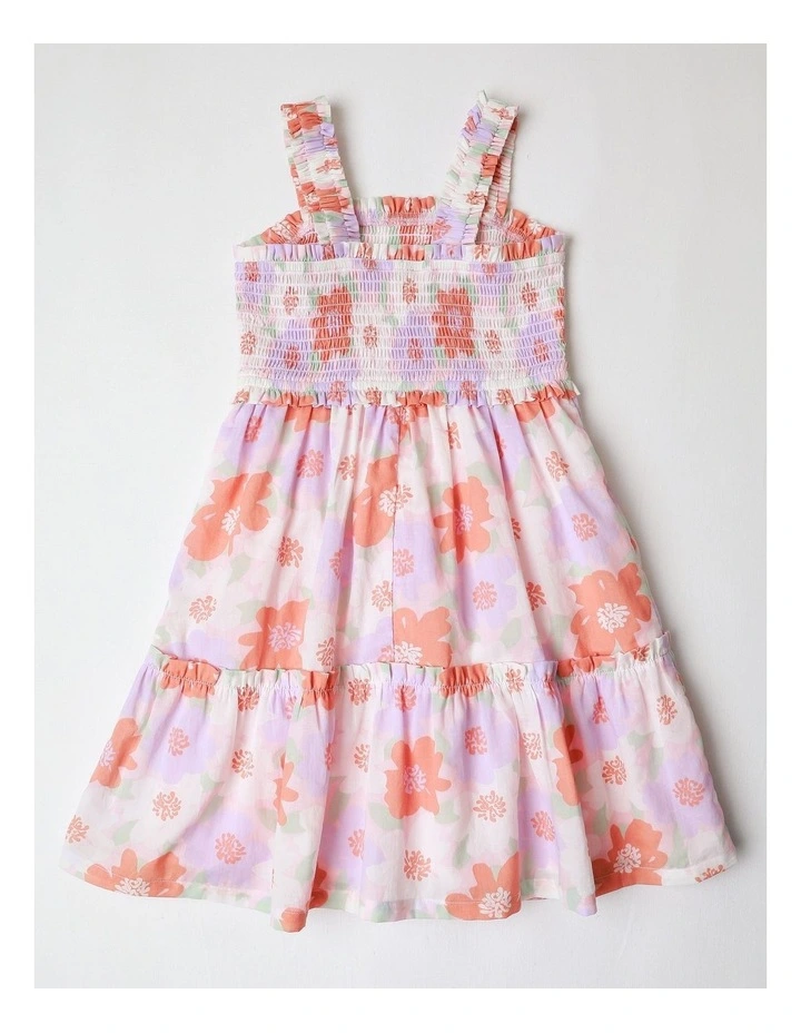 Smocked Tiered Dress in Multicolour image 3