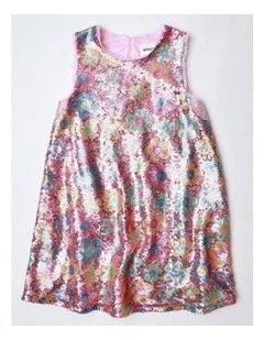 Sleeveless Sequin A-Line Dress in Pink