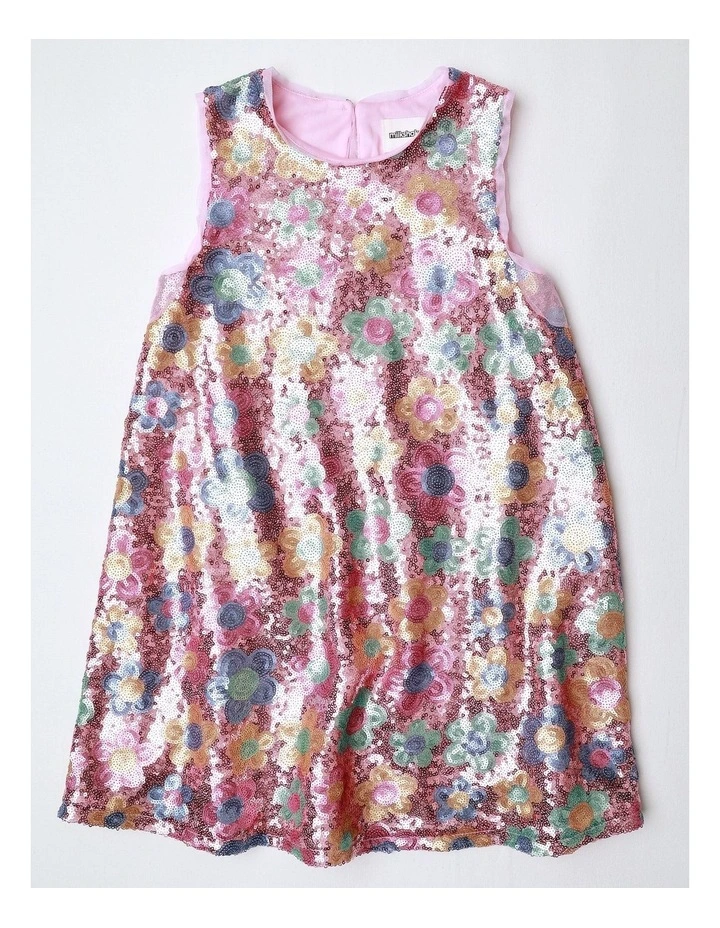 Sleeveless Sequin A-Line Dress in Pink image 1