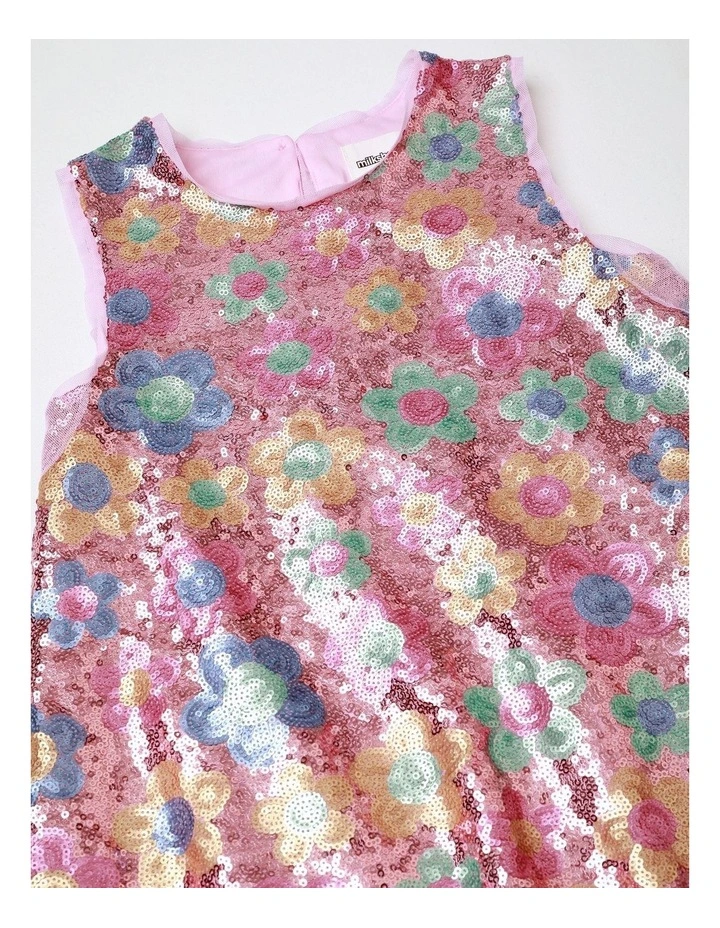 Sleeveless Sequin A-Line Dress in Pink image 2
