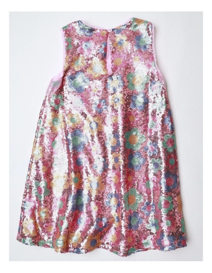 Sleeveless Sequin A-Line Dress in Pink image 3