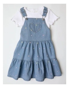 Chambray Pinafore & Tee Set in Denim