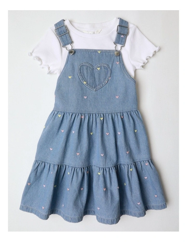Chambray Pinafore & Tee Set in Denim image 1