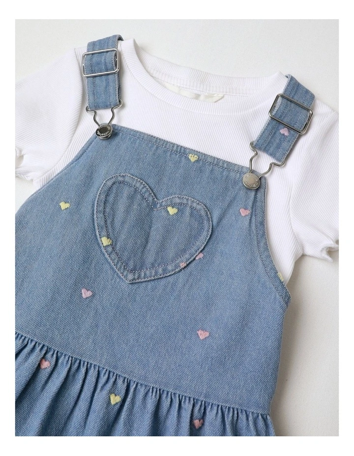 Chambray Pinafore & Tee Set in Denim image 2