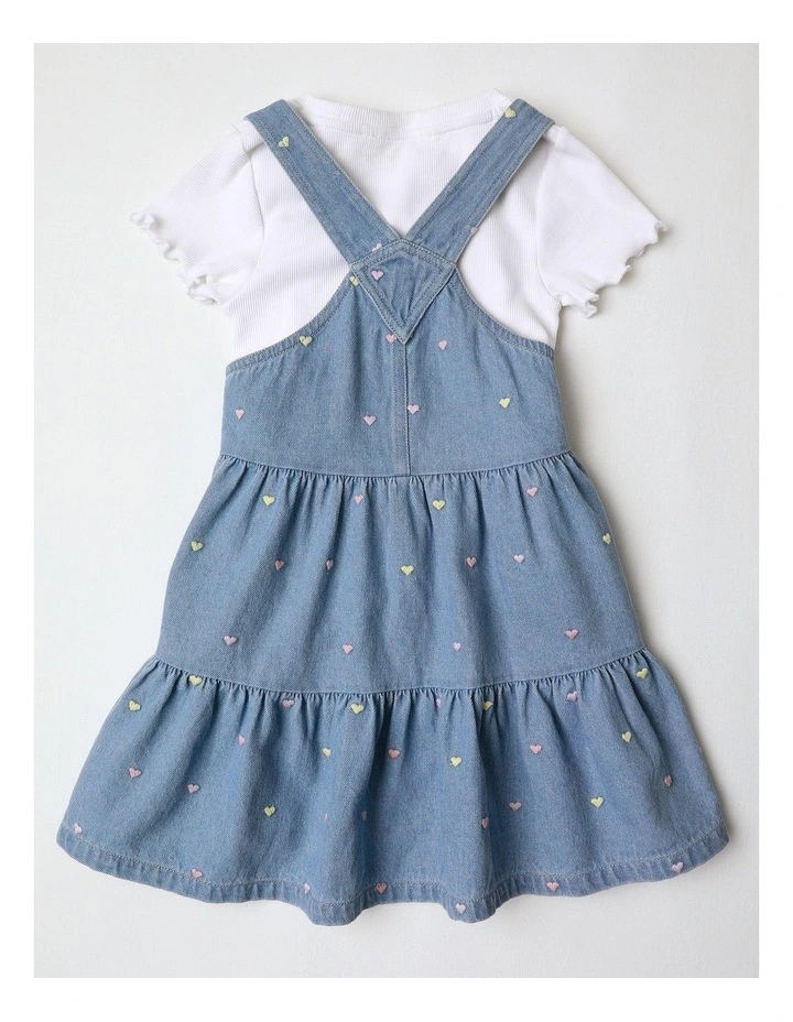Chambray Pinafore & Tee Set in Denim image 3