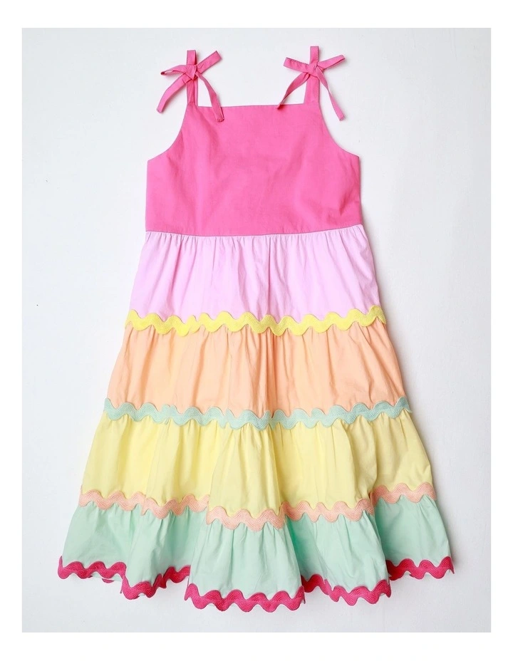 Rainbow Tiered Dress in Multi image 1