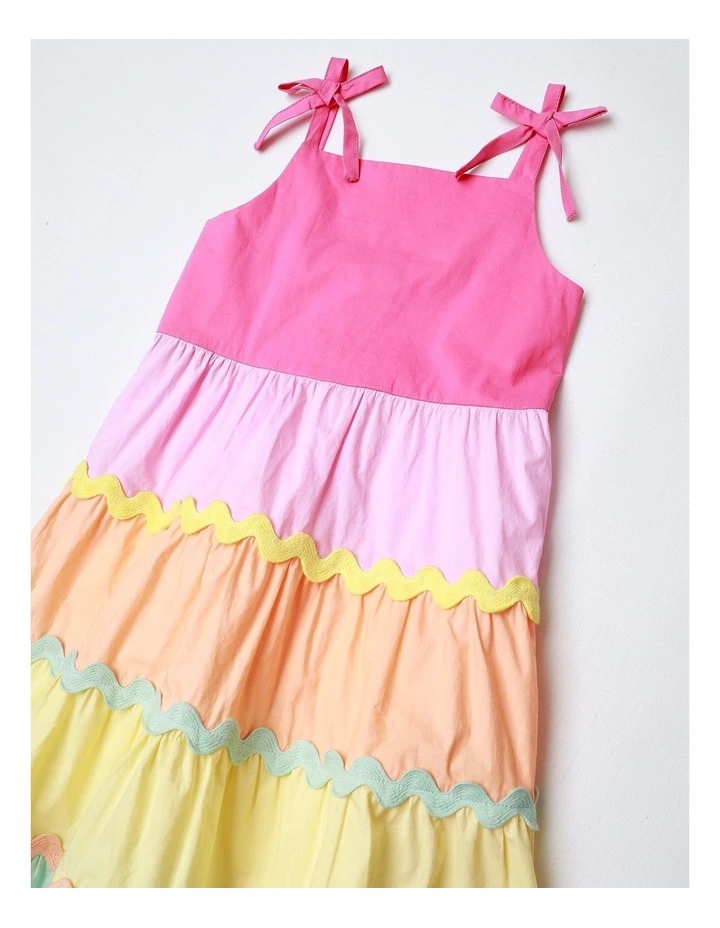 Rainbow Tiered Dress in Multi image 2