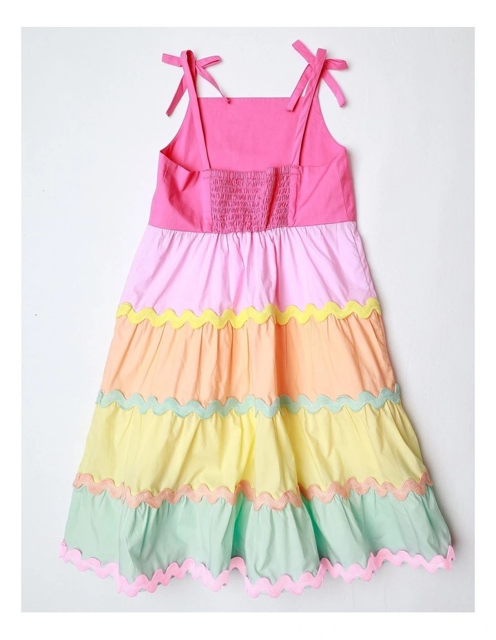 Rainbow Tiered Dress in Multi image 3