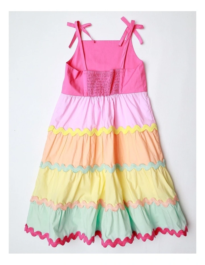 Rainbow Tiered Dress in Multi image 3
