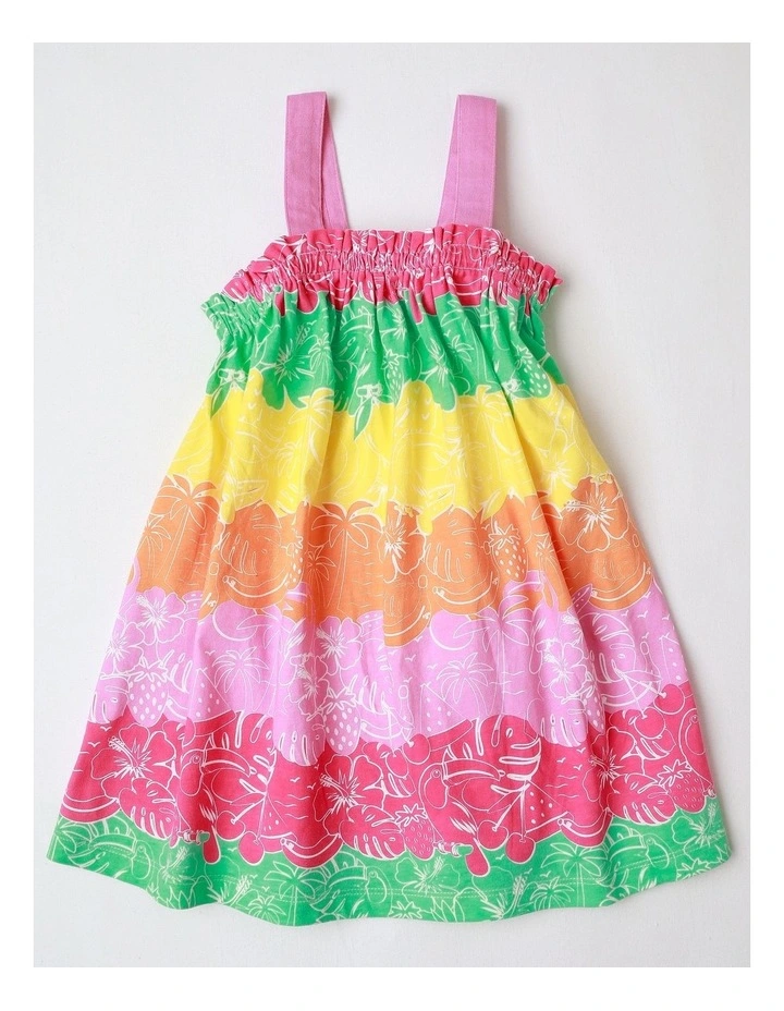 Gathered Neckline Dress in Multicolour image 1