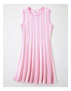 Pleated Knit Dress in Pink
