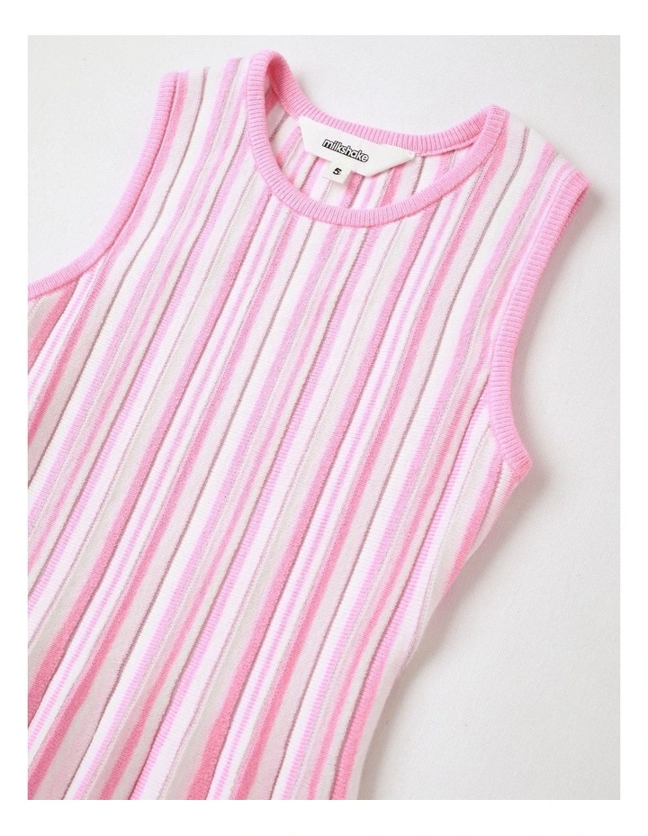 Pleated Knit Dress in Pink image 2