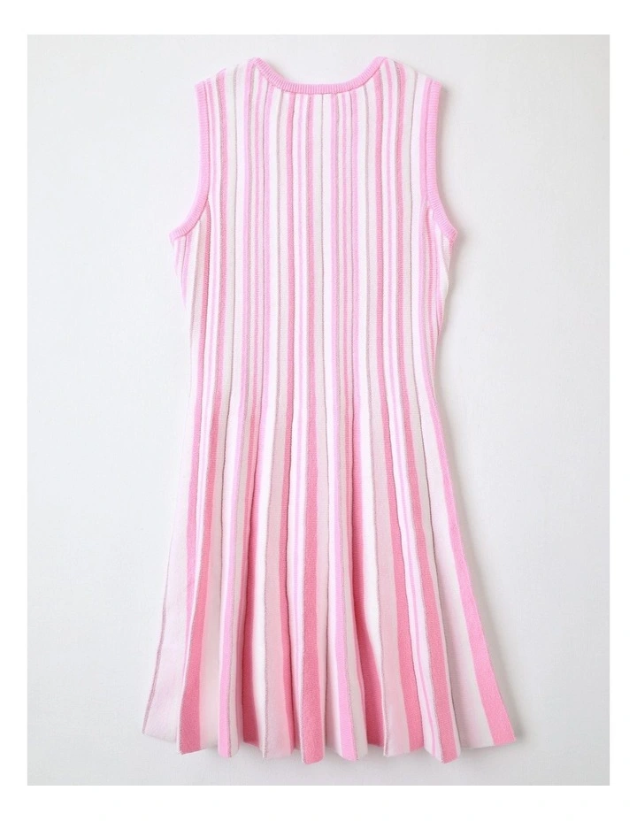 Pleated Knit Dress in Pink image 3
