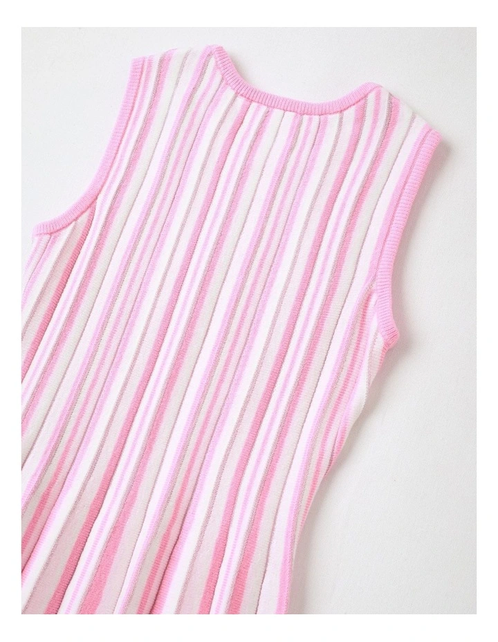 Pleated Knit Dress in Pink image 4