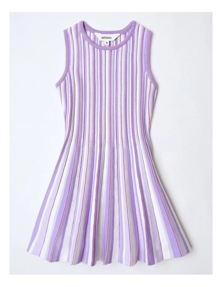 Pleated Knit Dress in Lilac image 1