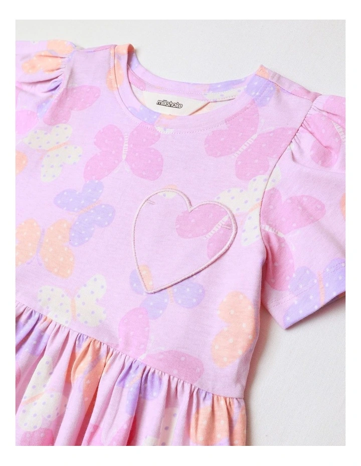Fluted Sleeve Kinder Dress in Pink image 2