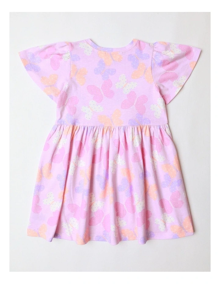 Fluted Sleeve Kinder Dress in Pink image 3