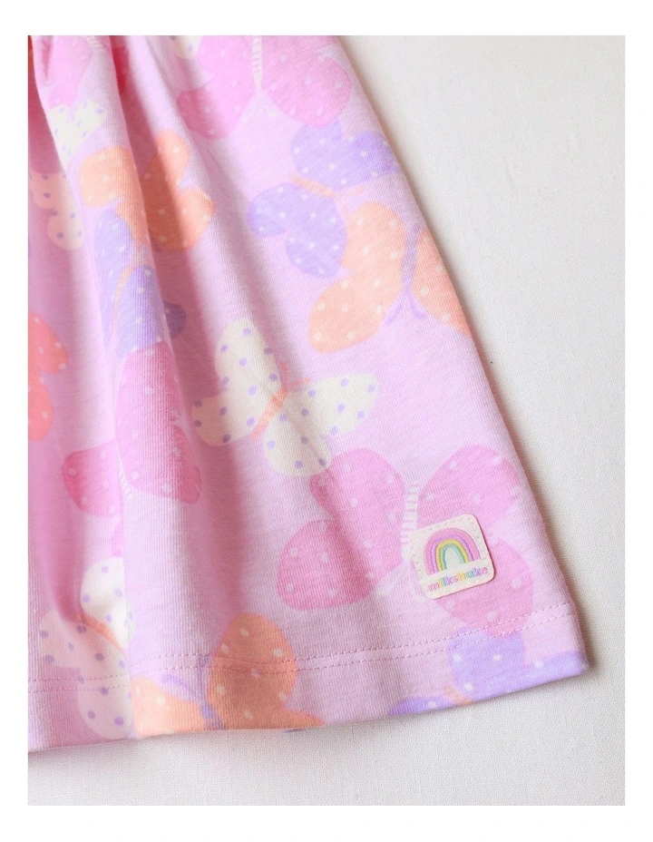 Fluted Sleeve Kinder Dress in Pink image 4