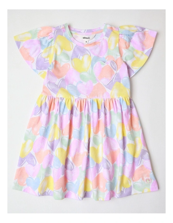 Fluted Sleeve Kinder Dress in Rainbow image 1