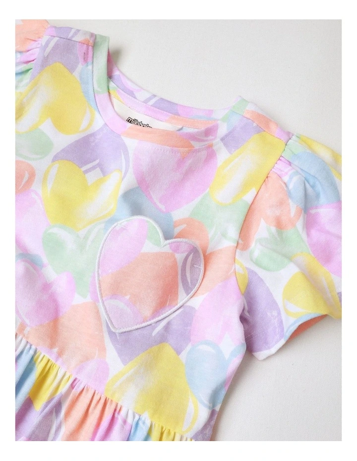 Fluted Sleeve Kinder Dress in Rainbow image 2