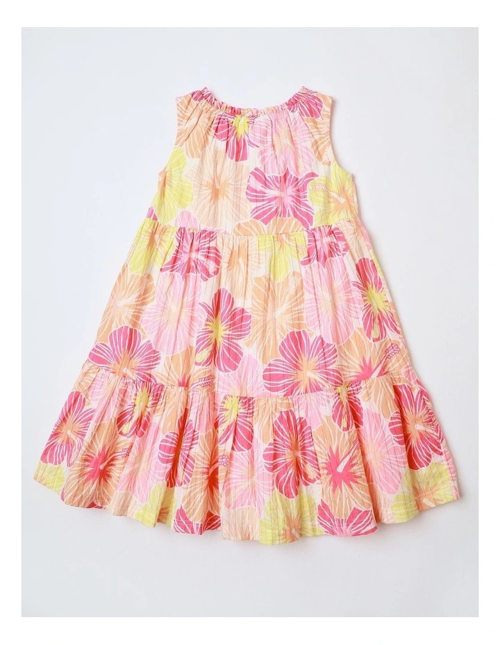 Tiered Dress with Tassel Tie in Pink image 3