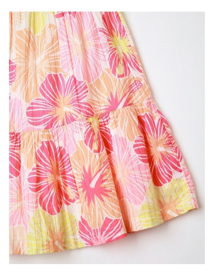 Tiered Dress with Tassel Tie in Pink image 4