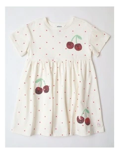 Smock Dress with Applique in White