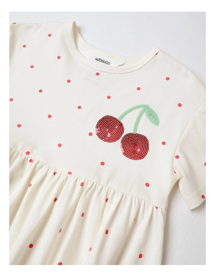 Smock Dress with Applique in White image 2