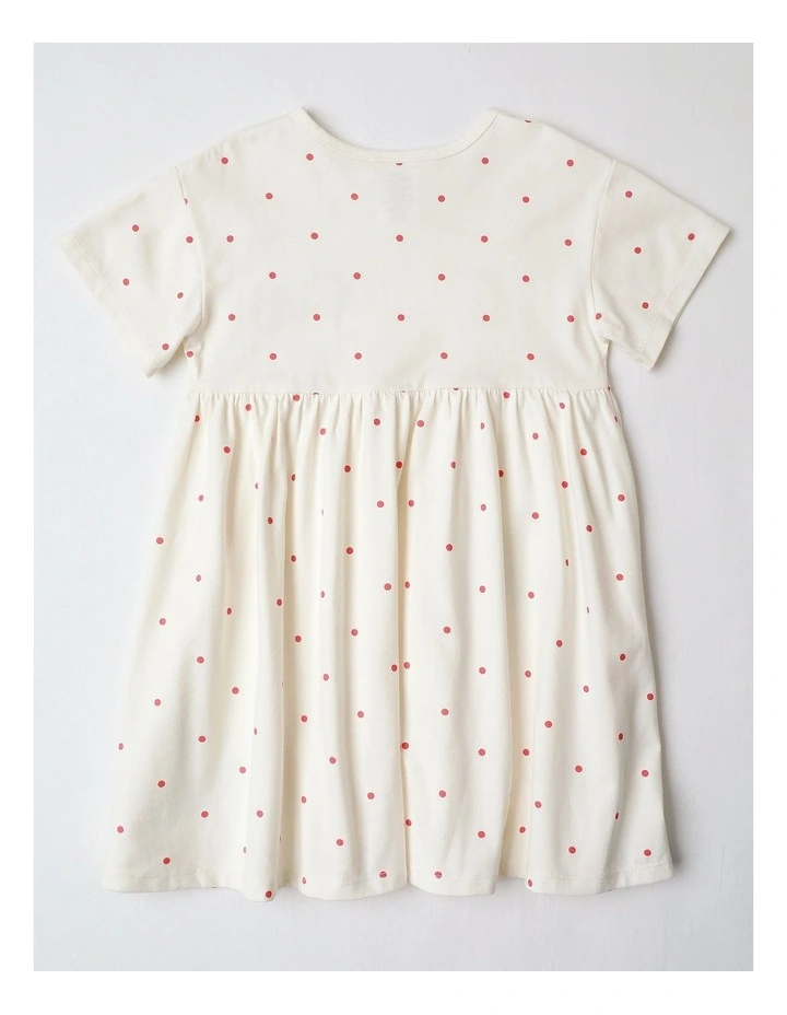 Smock Dress with Applique in White image 3