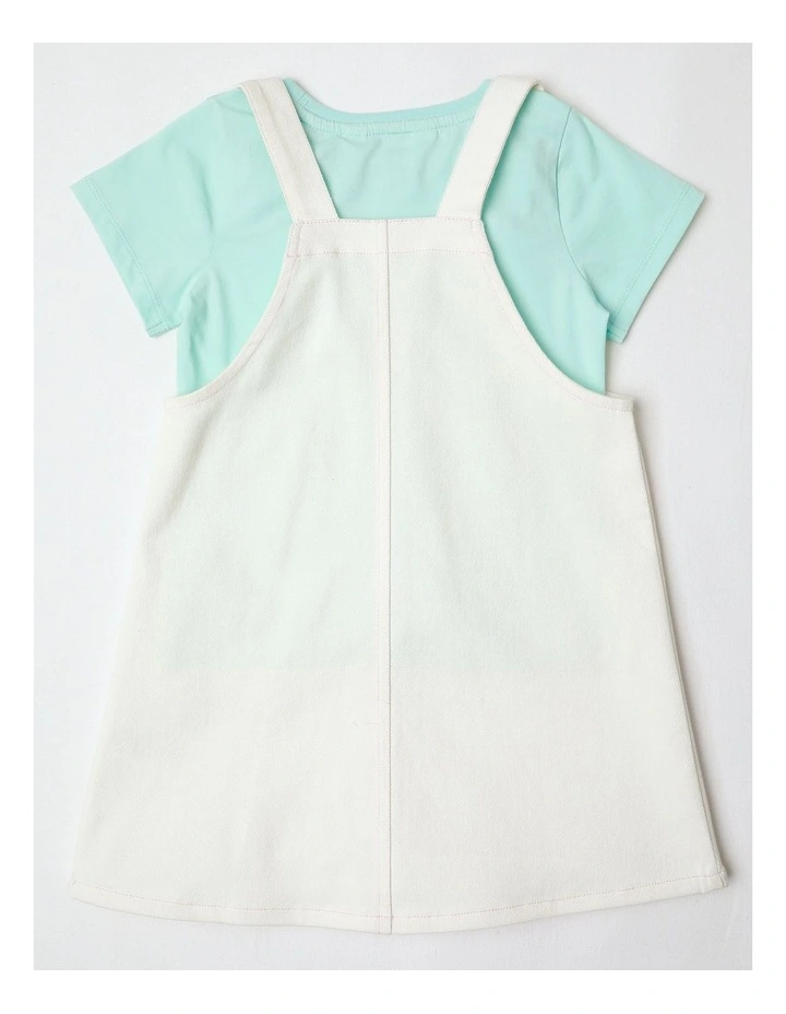 Denim Pinafore And Tee Set in White image 3