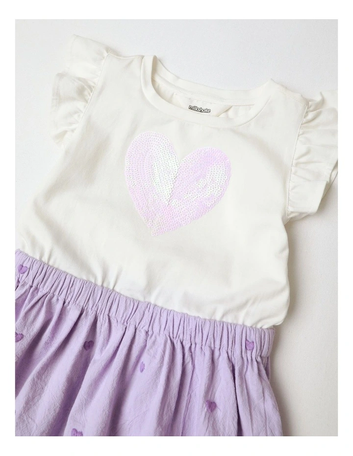 Heart Sequin Dress in Lilac image 2